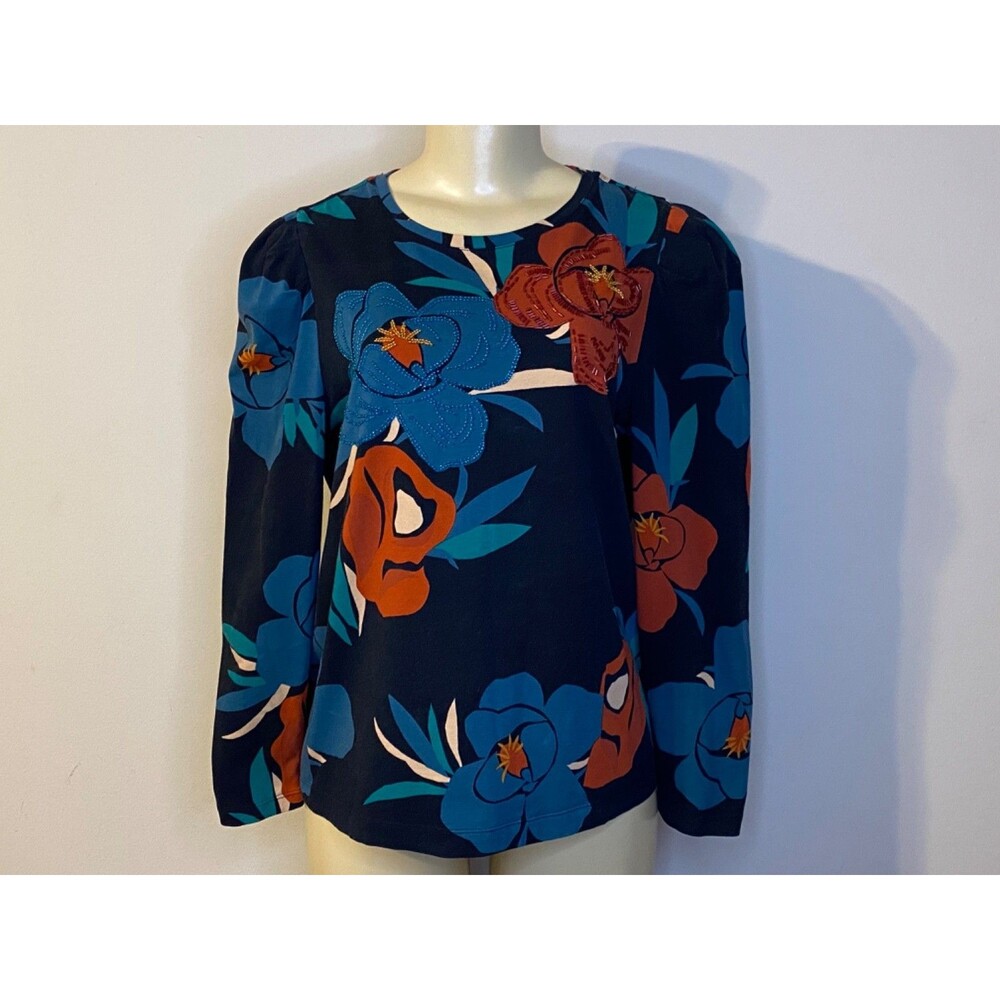 CHICOS WOMEN'S EMBELLISHED FLORAL TOP SIZE 1
